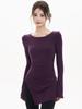 Run Kaka Purple Mid-Length Slit Long Sleeve Yoga Top