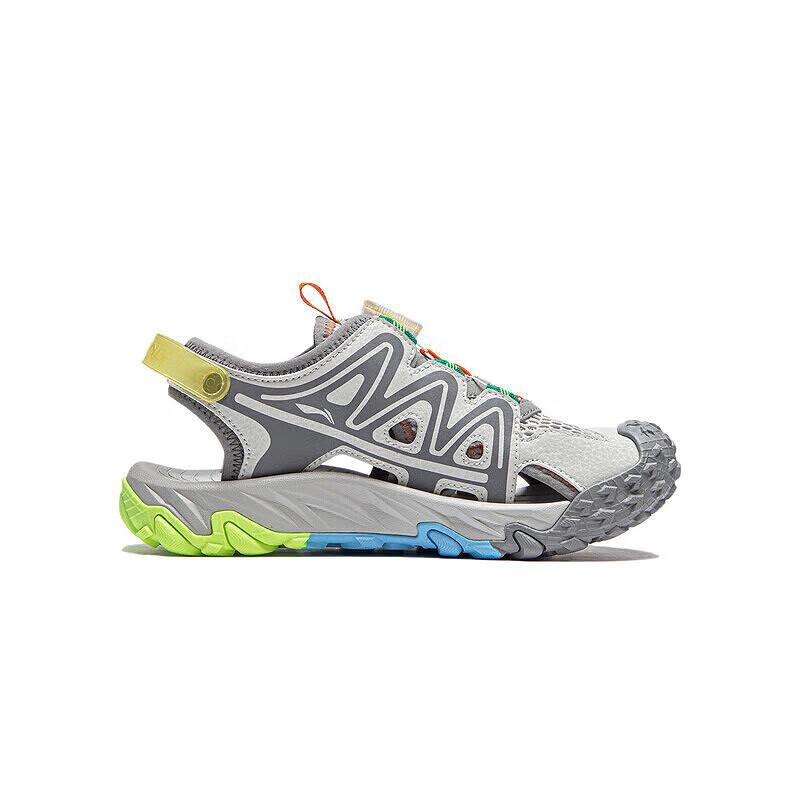 Li Ning Kinder Bequeme Stoßdämpfende Atmungsaktive Sandalen Kinder Sandalen Grau YKUU002-5