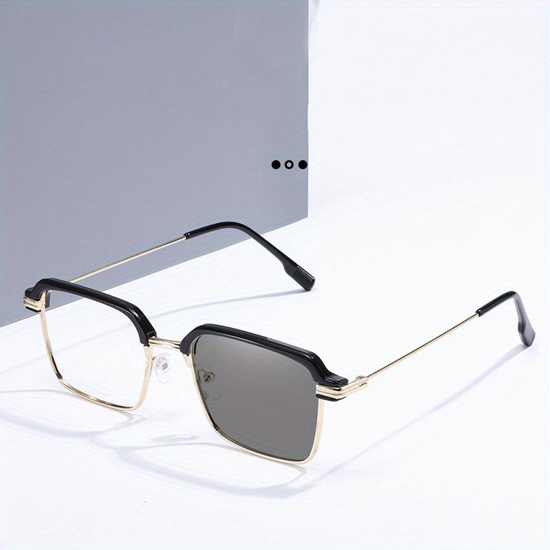 3pcs Fashion Business Light Change Reading Glasses Men and Women Metal Square Frame Myopia Glasses 0 to+4.0 Neutral