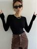 Women's Slimming Autumn Long Sleeve Bodysuit: Round Neck, Crotch One-Piece Base Layer Top