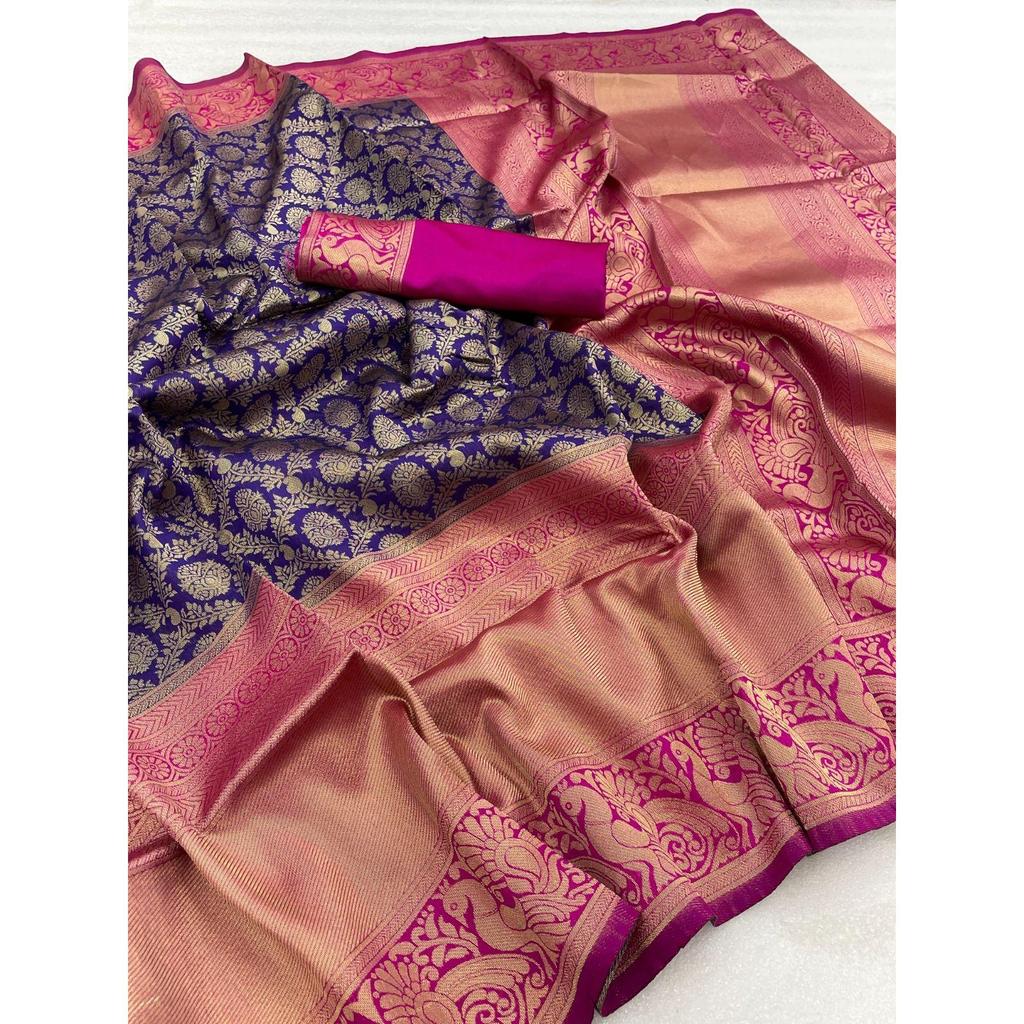 This beautiful saree is elegantly decorated with gorgeous Solid Jacquard weave that gives a perfect look to the outfit.