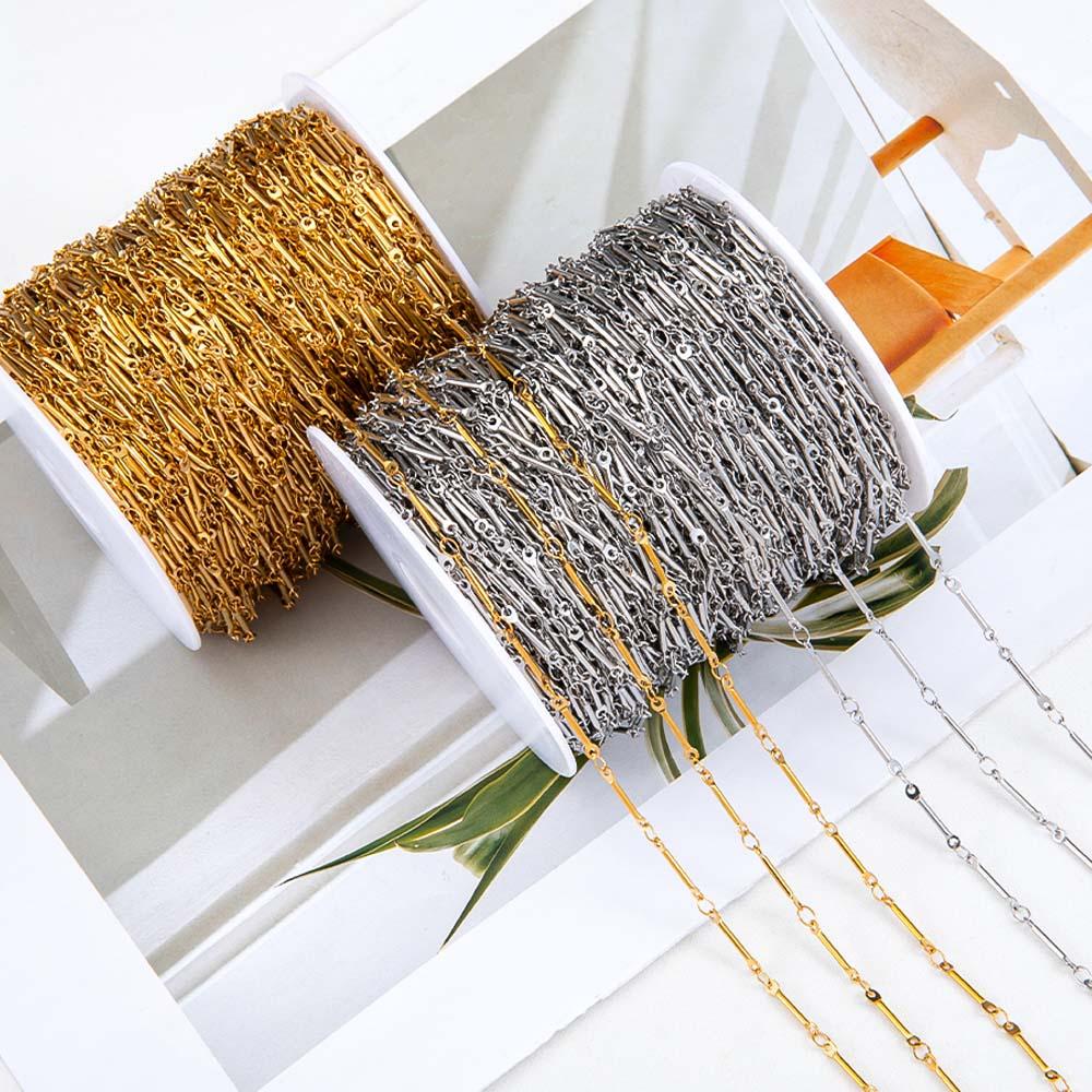 1M Stainless Steel 13mm Thin Stick Splicing Chain Gold Color Silver Color Link Chains DIY Necklace Handmade Craft Jewelry Making