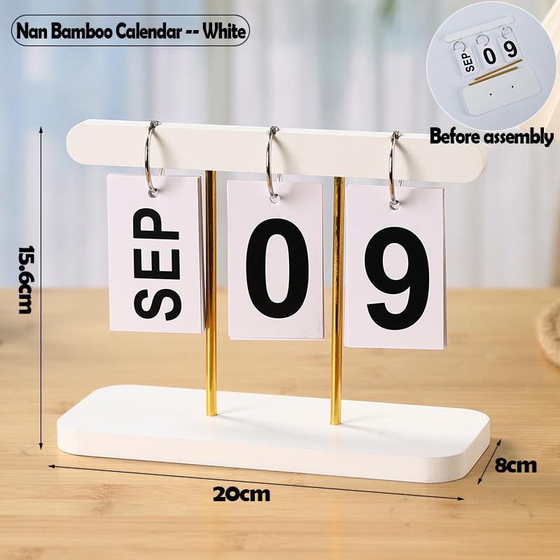Vintage Reusable English Numeral Flip Calendar 1Pc Desk Display Stand Ornament for Coffee Shop Desktop Decor белый