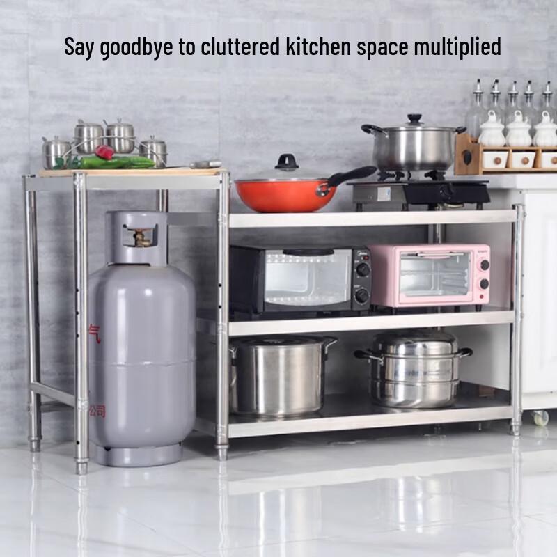 Stainless Steel 2-Tier Kitchen Stove Storage Rack - 120x40x80cm