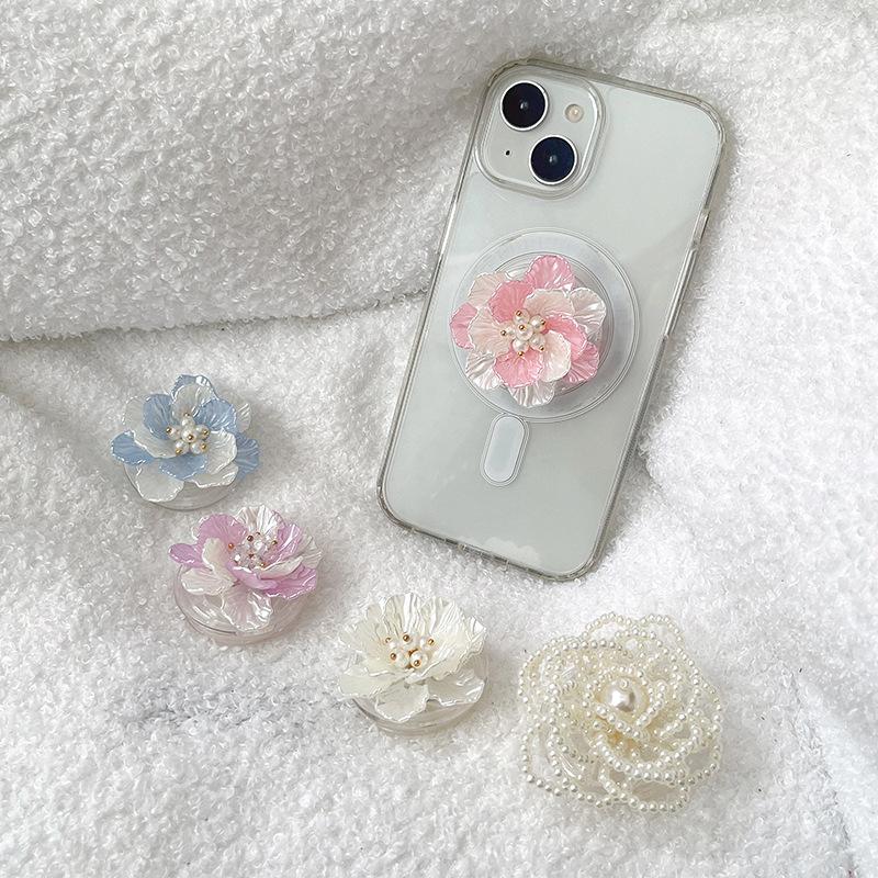 Three-Dimensional Flower Mobile Phone Airbag Bracket Xiaoqing Fresh Air Back Sticker Retractable Desktop Air Cushion Support Frame