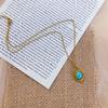Retro Gold Titanium Steel Turquoise Geometric Necklace - Women's Color-Preserving Clavicle Chain Pendant