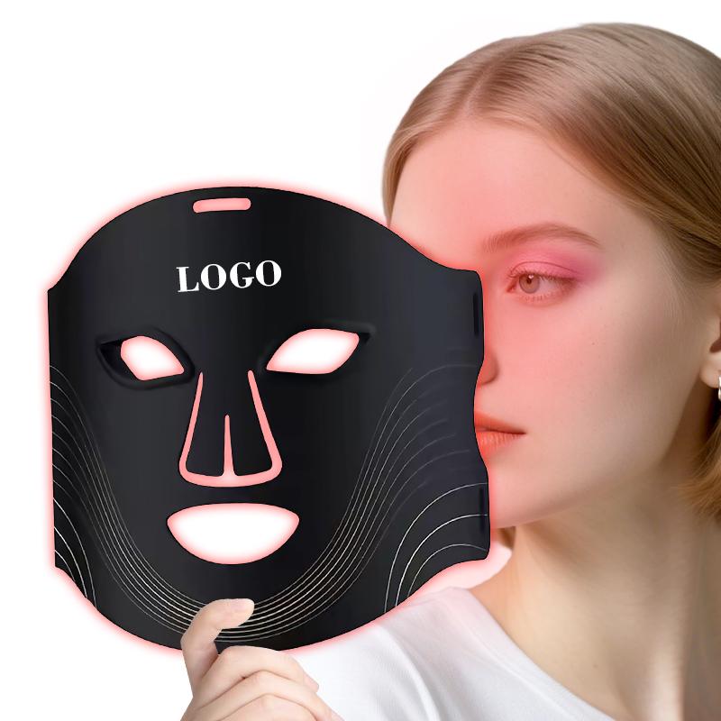 Hot Flexible Red Light Therapy Mask 7 Modes Food Silicone Led Mask Professional LED Photon Facial Mask Instrument for Skin Care Usb Recharge чёрный