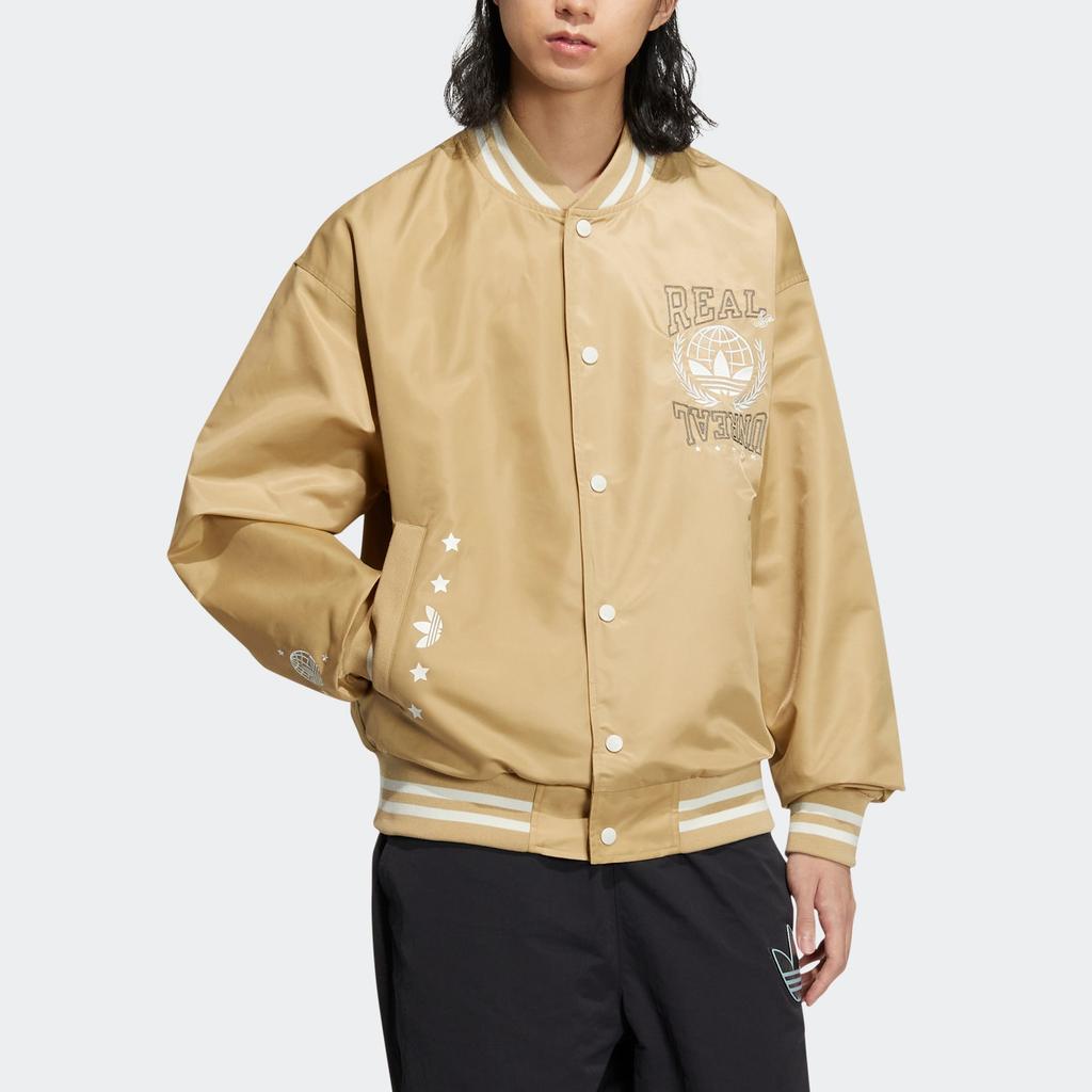 Adidas Originals Trefoil Vintage Logo Patch Sports Loose-Fit Jacket Men Jacket Light-Khaki HY1358