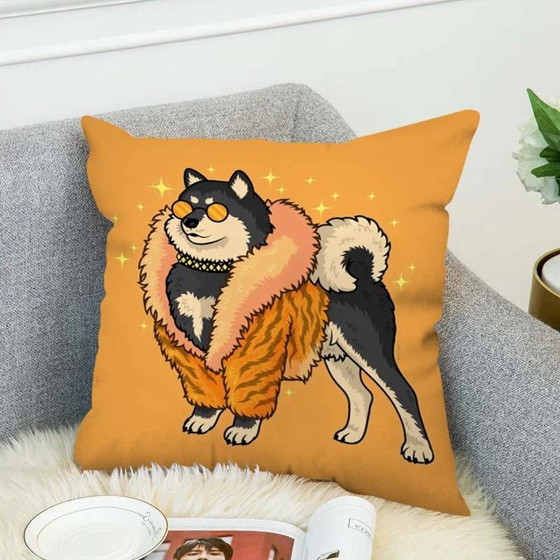 Pillowcase 45*45 Shiba Inu Pillow Cases For Bed Chair Cushion Cover 45X45Cm Fall Decoration Decorative Pillows Lounge Chairs