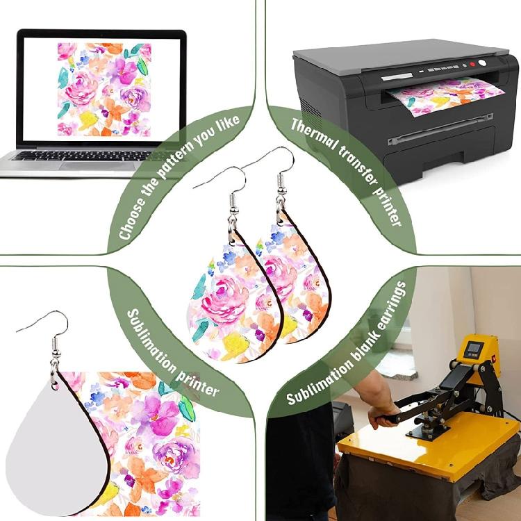 260x Heat Transfer Earring with Earring Hook Jump Ring Ear Plug Holder Card Bag