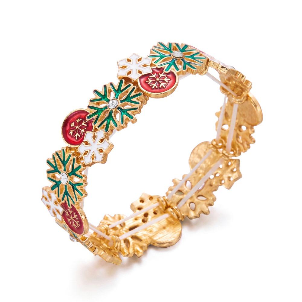 Multicolor Stretch Bracelet Reindeer Charm Bangle Popular Christmas Enamel Bracelet  Christmas