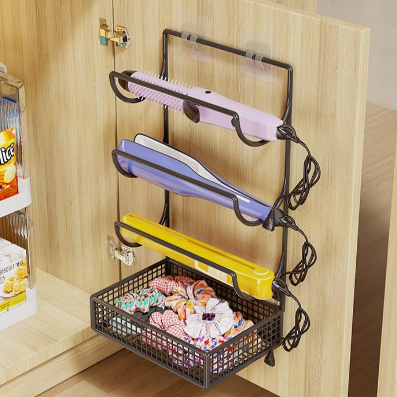 Wall-Mounted Hair Dryer And Curling Ironwork Material Holder No Drilling Required Rustproof Perfect For Bathroom Beauty Salon