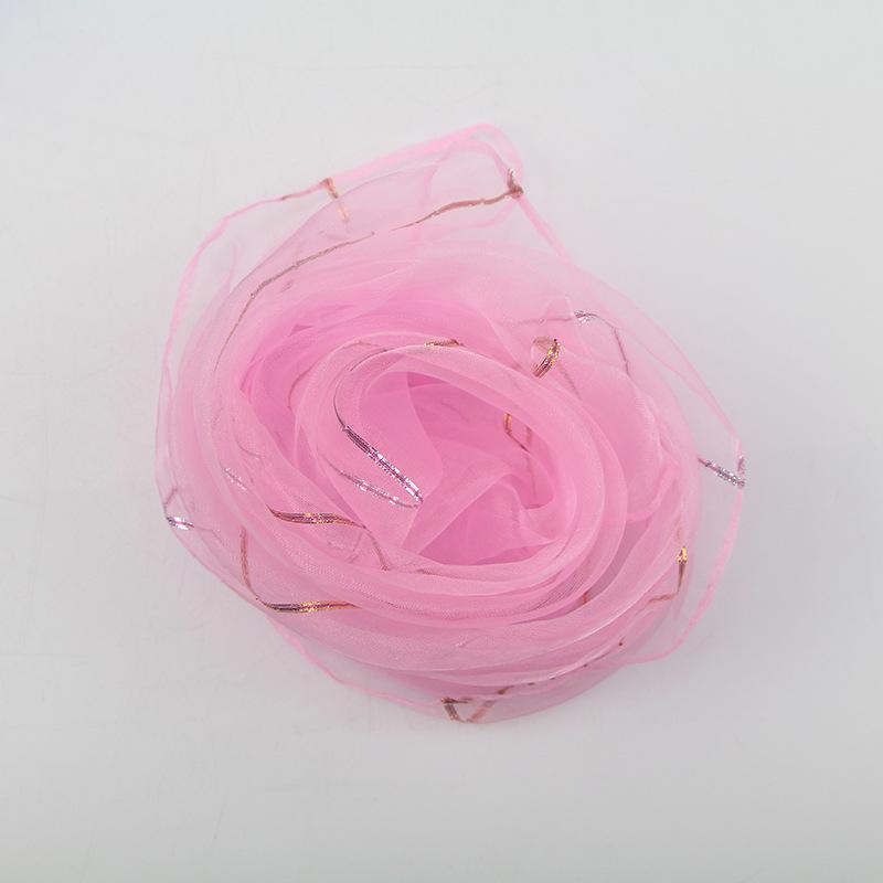 Shiny Thread Solid Color Chiffon Small Scarf Kindergarten Performance Dance New Style Small Square Scarf Candy Color Silk Scarf