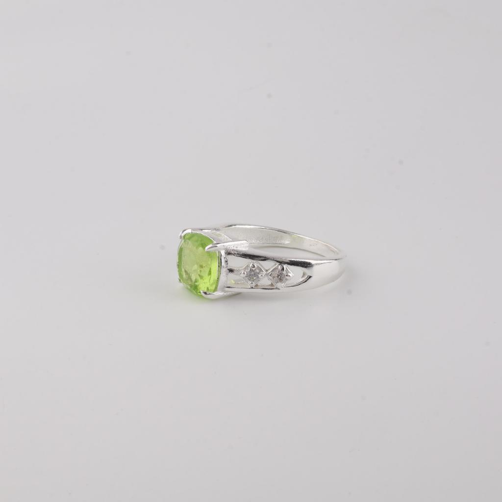 Peridot Gemstone 925 Sterling Silver Handmade Jewelry Designer Zircon Ring For Anniversary Gift CZR-15-4