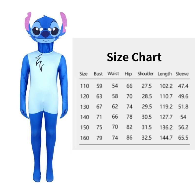 

Детский цельный костюм для косплея Лило и Стича с мультяшным принтом, костюм для сценического выступления Stitch,110cm