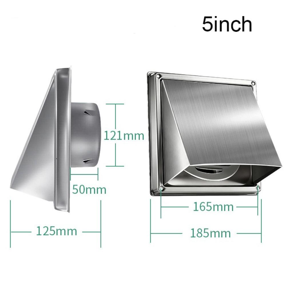 Durable Stainless Steel Dryer Vent Cover Waterproof Square Wall Exhaust Cover Round Duct Ventilation Cover Building Ventilation