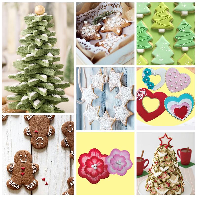 FAIS DU Sandwich Cutters for Children Kids Christmas Tree Heart Star Shapes Cutters Fruit Vegetable Bread Toast Food Cookie Mold