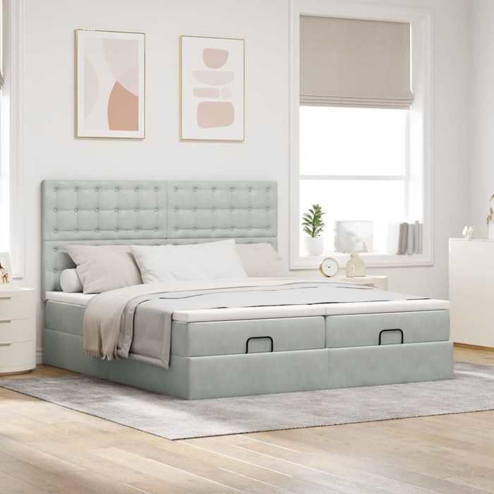 VidaXL Cadre de lit ottoman et matelas gris clair 180x200cm velours 3313808
