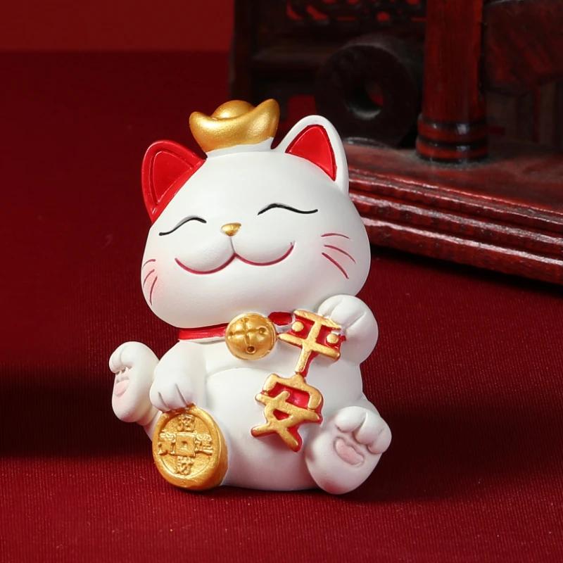Künstlerische Glückskatzen-Figuren Moderner Stil Wohnzimmer Tischornament Schrankdekorationszubehör Niedliche Maneki Neko Heimdekoration