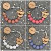 Individuelle Baby-Schnullerketten-Clips Holz Personalisierter Beißring Silikon Runde Perlen Zahnkette für Pflege Schnuller Kauspielzeug Geschenk