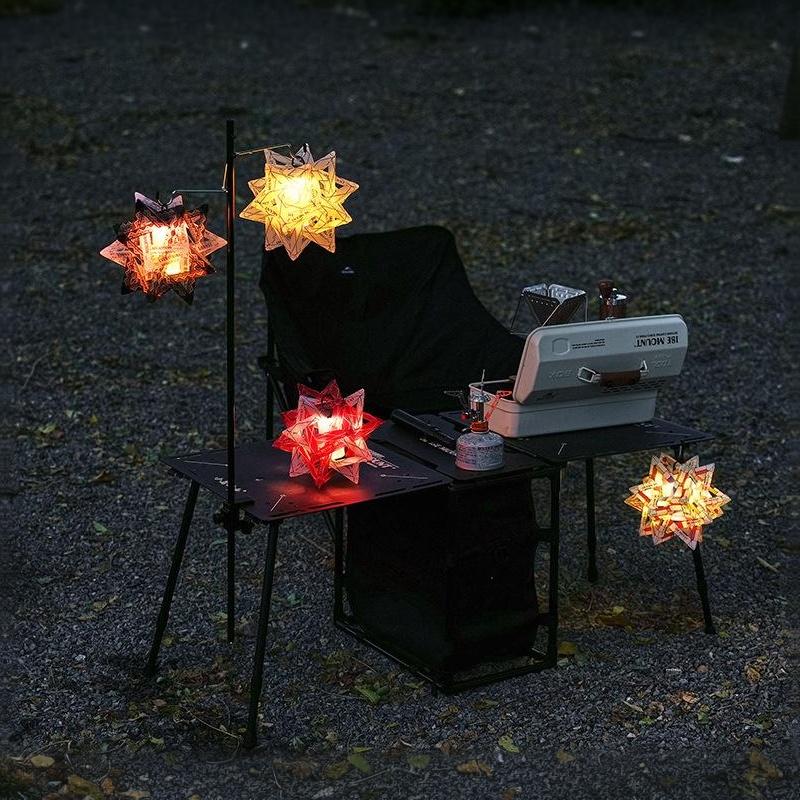 Outdoor Polestar Pp Board Lampshade Diy Camping Colorful Waterproof Hollowed-Out Lampshade Decorative Lantern Accessories