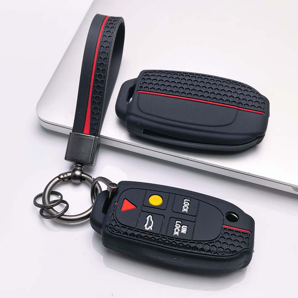 Key Fob Cover for Volvo XC90 XC70 S60 S80 V70 with Keychain Anti-Scratch Guard Shockproof Protection Soft Grip Texture Responsive Button Touch