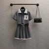 College Tracksuit Women's Sports Suits Short-Sleeved T-Shirt Shorts 2 Pieces Stand Collar Summer Loose Print Simple