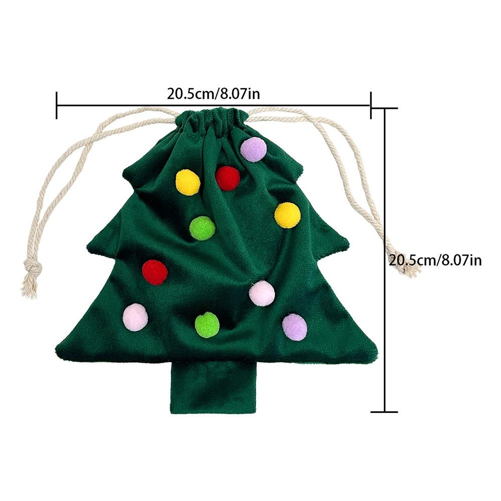 Drawstring Christmas Tree Gift Bags Red Green White Bell Ornament Christmas Drawstring Bag Hanging Decoration Pom Pom Decoration