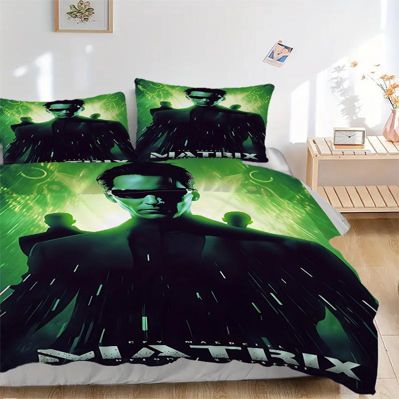 3pcs The Matrix Bedding Set, Soft Polyester Duvet Cover and Pillowcases Machine Washable Seasons all suitable 46