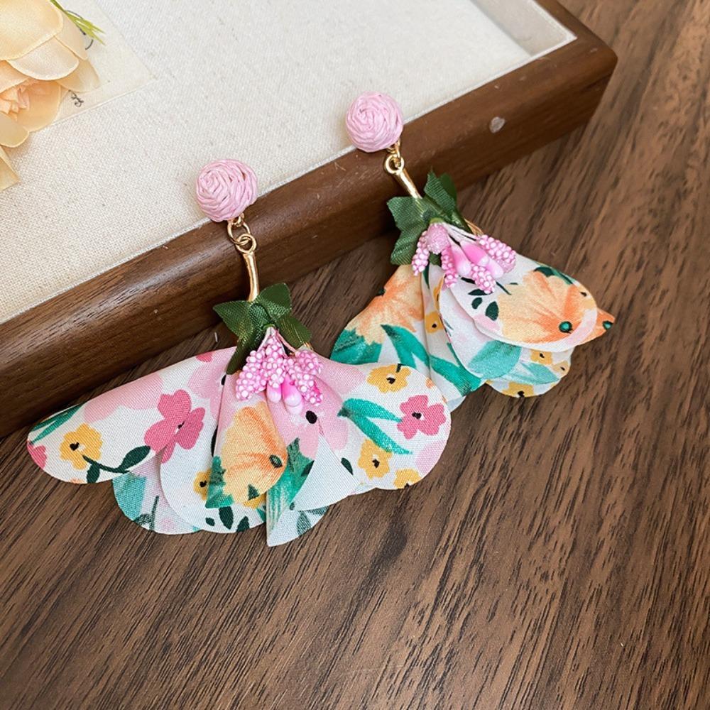 Sweet Flower Dangle Earrings Exaggerated Petals Stud Earrings Romantic Beach Earrings Vacation