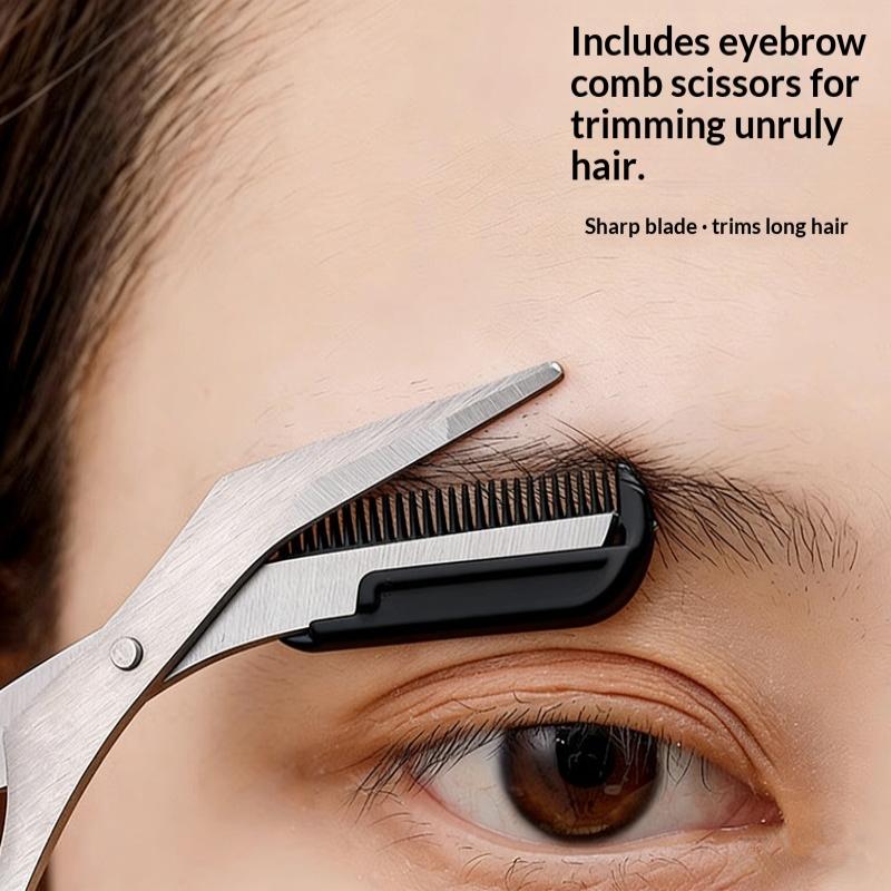 3Pcs Set Eyebrow Kit For Women And Men Stainless Steel Eyebrow Grooming Set Including Eyebrow Comb Scissor, Eyebrow Trimmer Tool