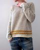 Multicolor Round Neck Knit Sweater with Sheep Pattern
