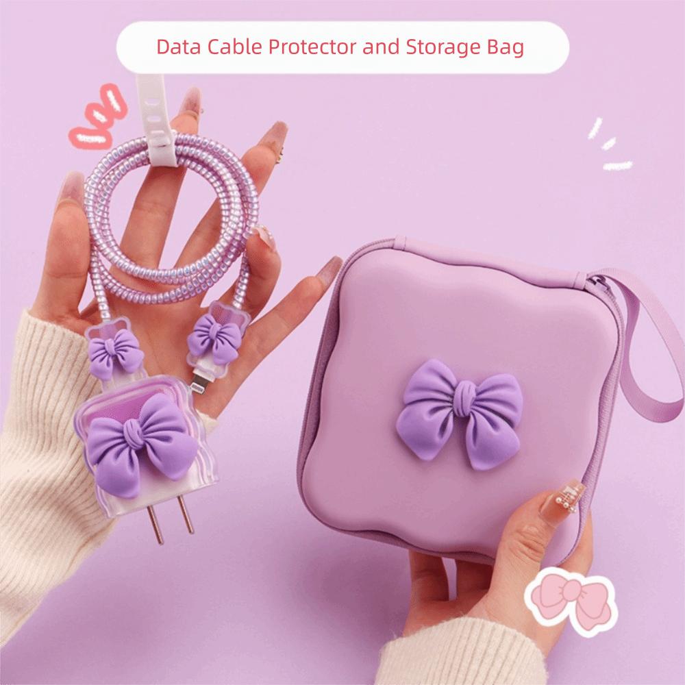 3D Bow Data Cable Pack Protection Sleeve Charger Cord Protector Cord Winder Kit  Charger Cable