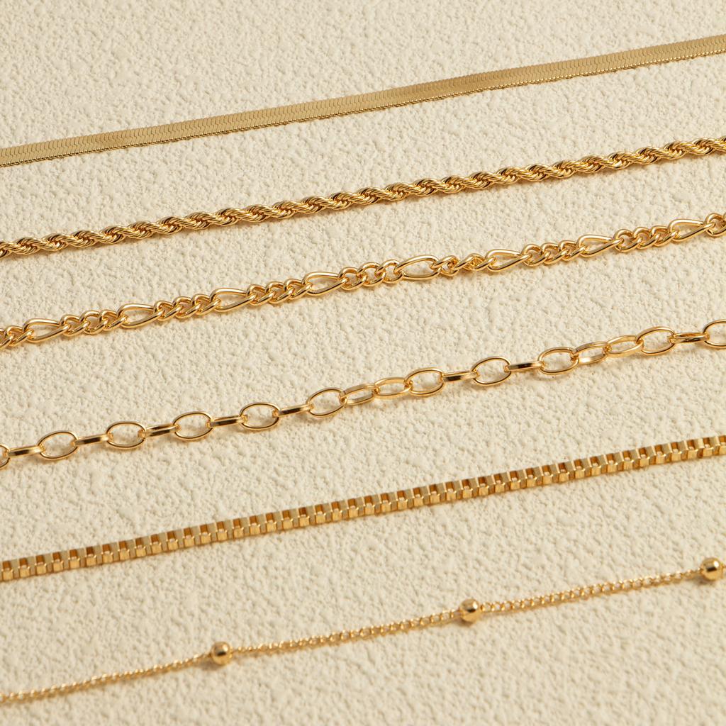Multi-piece Set Bohemian Vacation & Simple Style Stackable Vegan Chain for Women Summer Anklet Plated 18K Gold Silver Hypoallerg