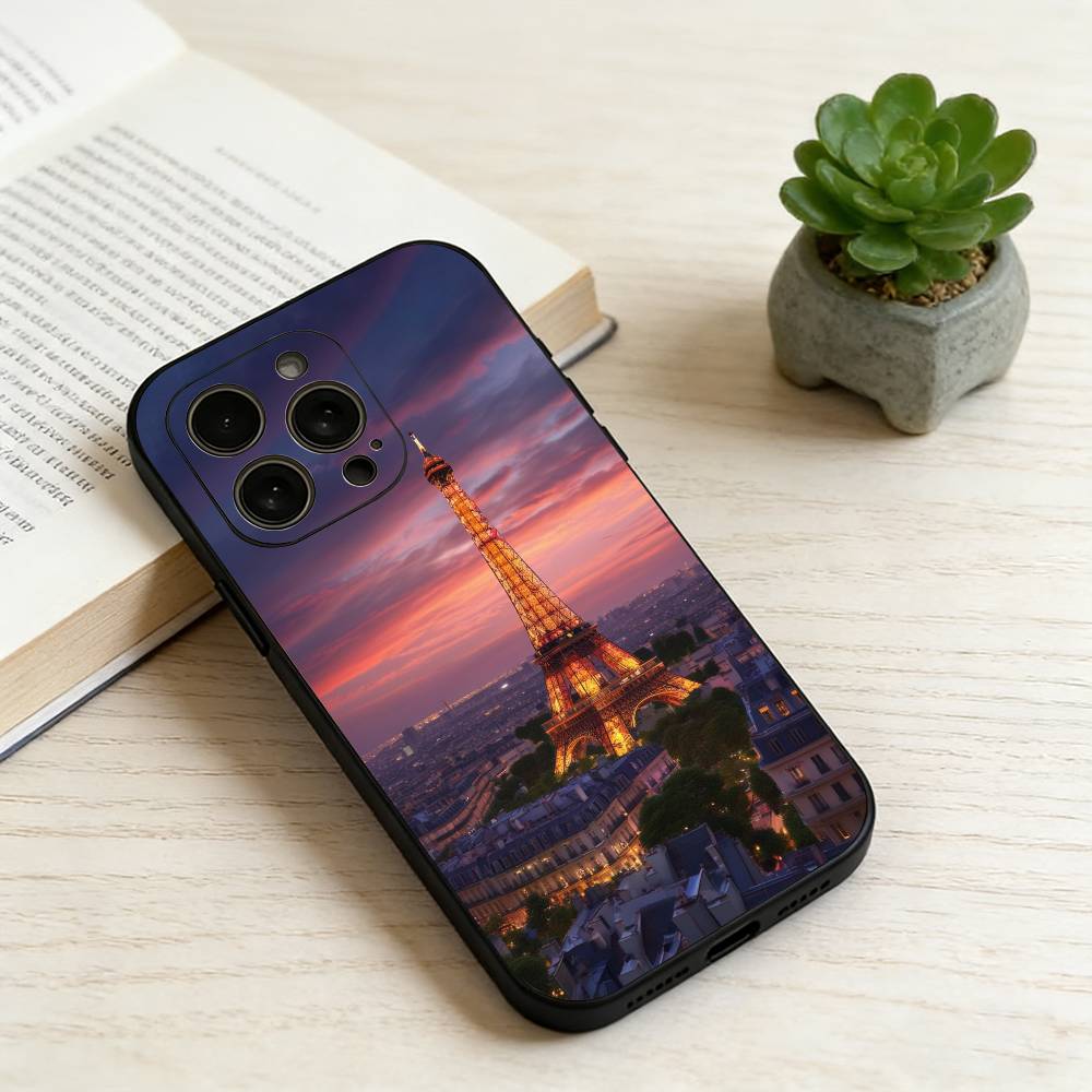 

The Eiffel Tower, France Phone Case For iPhone 17,16,15,14,13,12,11 Plus,Pro Max,XS,Soft Silicone Black Cover iPhone16se4