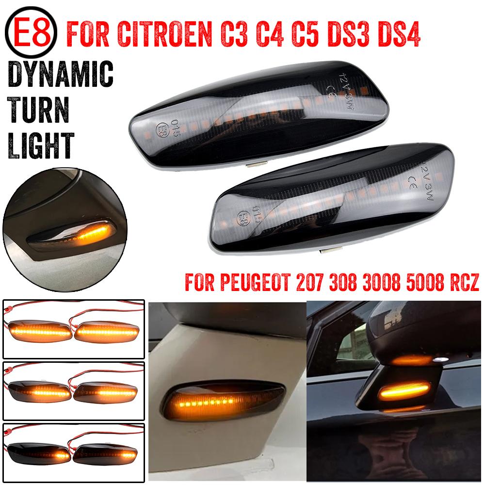 Car Flowing LED Side Marker Light Dynamic Turn Signal Repeater Lamp 2006-2018 For Citroen C4 Picasso C3 DS3 C4 DS4 C5Turn Signal 2