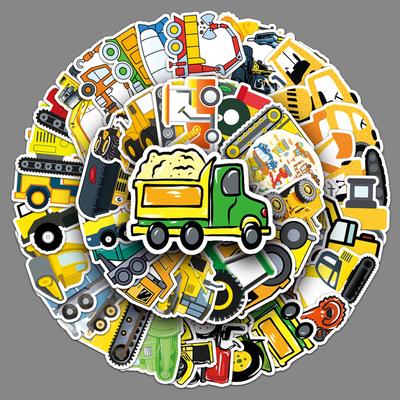 50 Baufahrzeug Graffiti Cartoon Kinderhandbuch Skateboard Koffer Wasserdichter Aufkleber