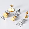 10pcs/lot Gold Color Stainless Steel Heart Drops Round Hole Ear Studs With Earring Plug For DIY Jewelry Making Accessories