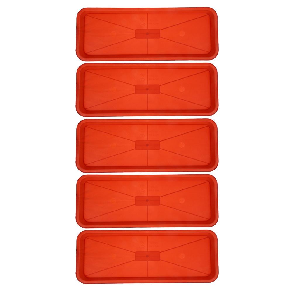 5Pcs Plastic Rectangular Plant Tray Base Light Brown Flowerpot Water Catcher Drip Saucer Planter Tray Indoor Outdoor Accessory