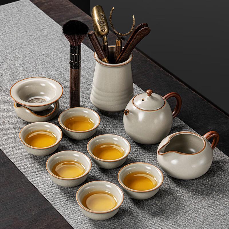 Lainuo Huang Ru Kiln 10-Piece Tea Set with Dragon Egg Teapot and 6 Cups