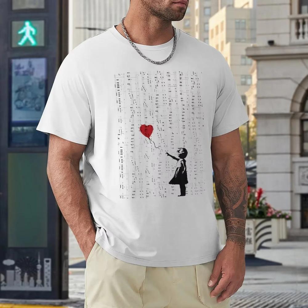 Girl With A Red Balloon T-shirts Novelty T-shirt Fresh Motion  Funny Novelty Fitness USA Size
