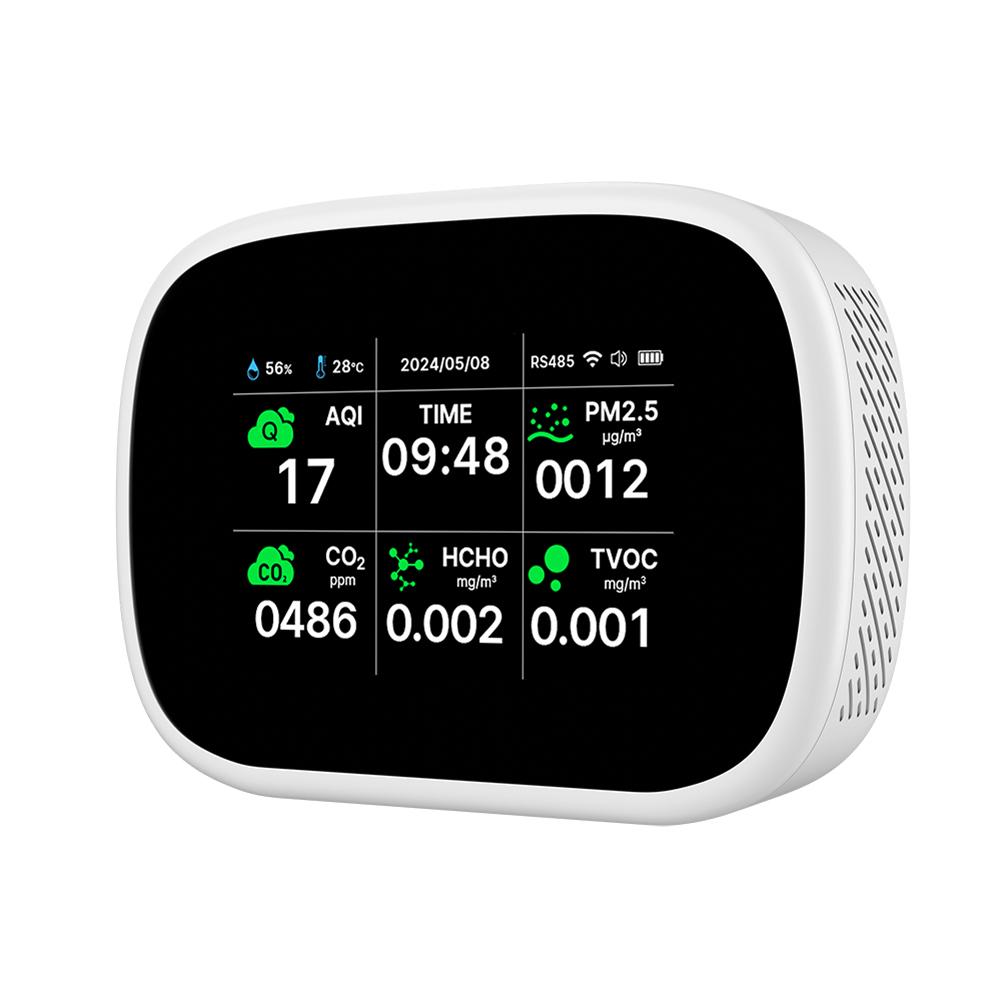 

Tuya WiFi 10 в 1 детектор качества воздуха бытовой портативный AQI PM2.5 PM1.0 PM10 CO2 TVOC HCHO тестер многофункциональный TFT дисплей чёрный