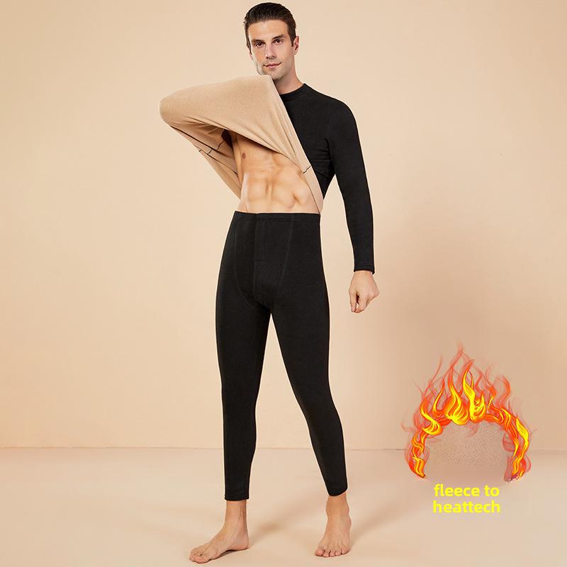 Plus Size Sherpa Thermal Underwear Set - Velvet Thick, Half Turtleneck for Men & Women