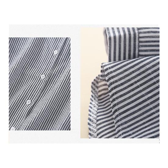 Damenhemd Stehkragen Langarm Einreihig Hemd Oberteile Vertikal gestreifter Druck