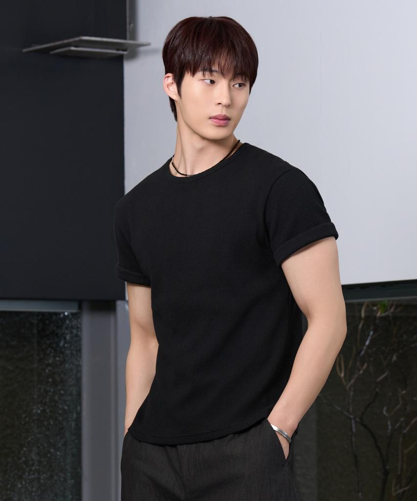 HYOJI 26 Ss Semi-Crop Waffle Round Short Sleeve T-Shirt (3 Colors)