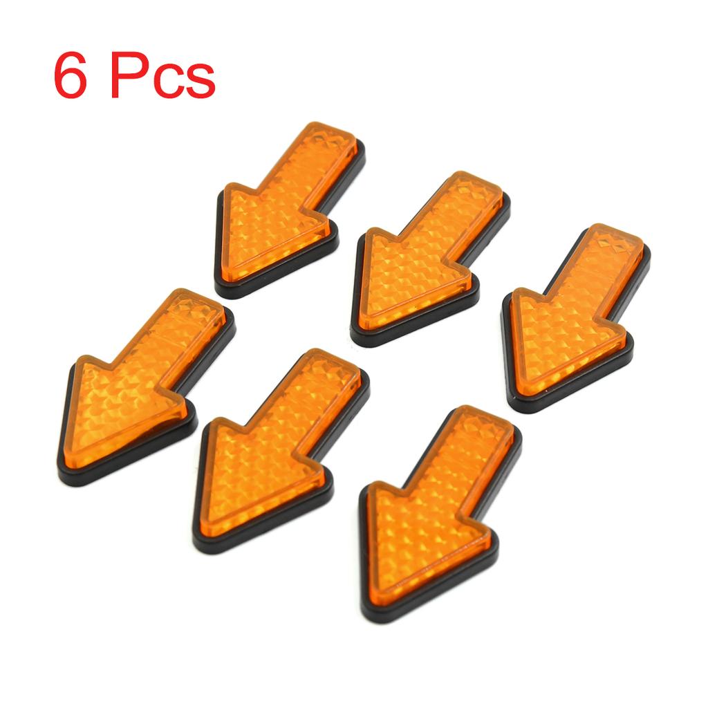 Uxcell 2/6pcs Red Plastic Arrow Shape Vehicle Car Reflector Reflective Plate Sticker