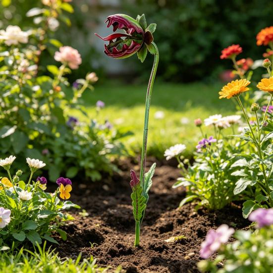 Metal Carnivorous Plant Garden Stake, 25 Inch Large Venus Flytrap Plant Sculpture, Outdoor Decorative Yard Art for Lawn Garden Patio Decor