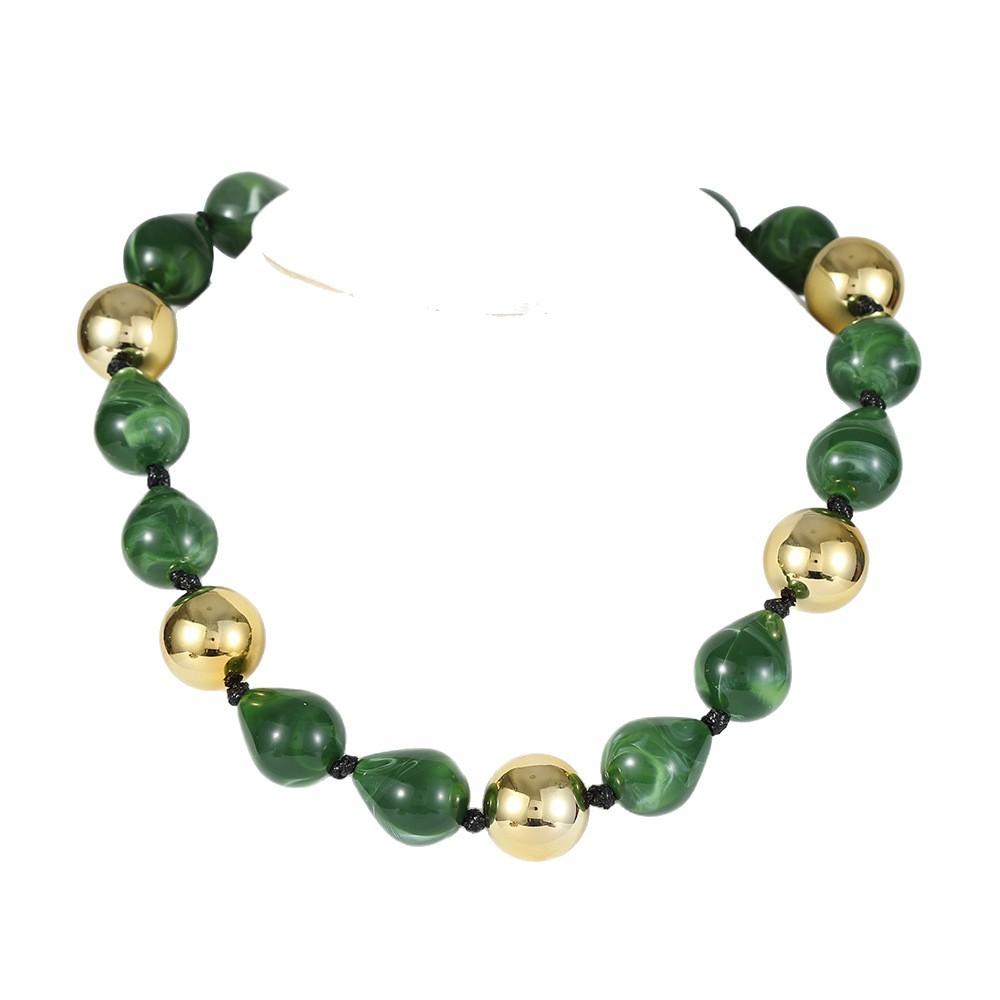 Punk Contrast Color Resin Acrylic Beaded Necklace Exaggerated Geometric Ball Hip Hop Trendy Fashion Jewelry For Men Women Party Gift