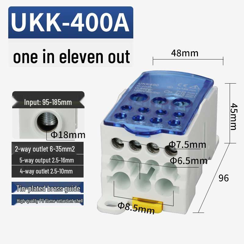 UKK Hochstrom-Anschlusskasten: Einpolige Schiene, Mehrfachausgangsverdrahtung