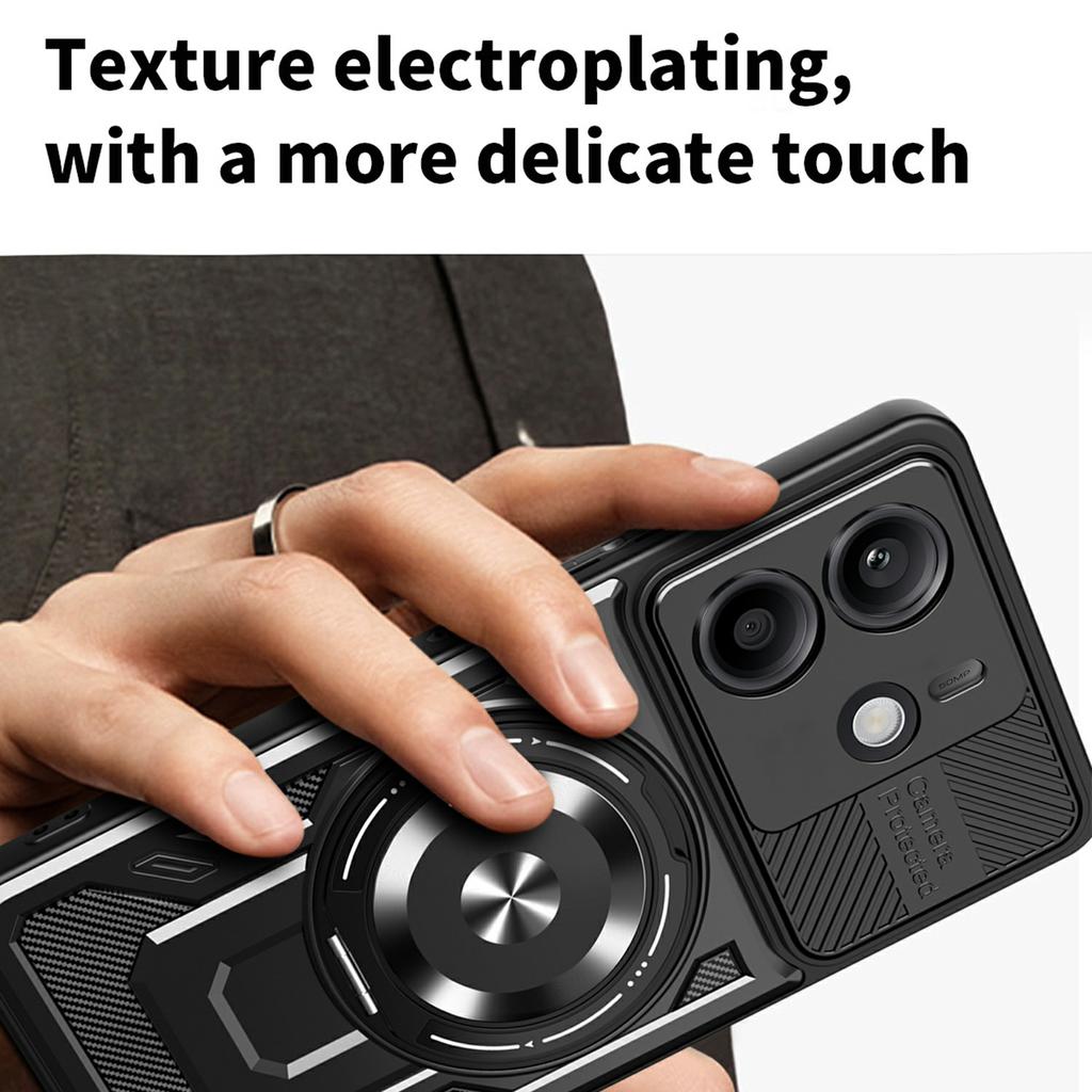 Dla Xiaomi Redmi Note 14 4G (164,84 mm) Magnetyczne etui obrotowa podpórka TPU+PC pokrowiec na telefon